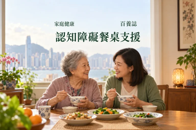 百養誌認知障礙餐桌支援的自然彩色健康教育情境封面；沒有個人診斷或治療結果。
