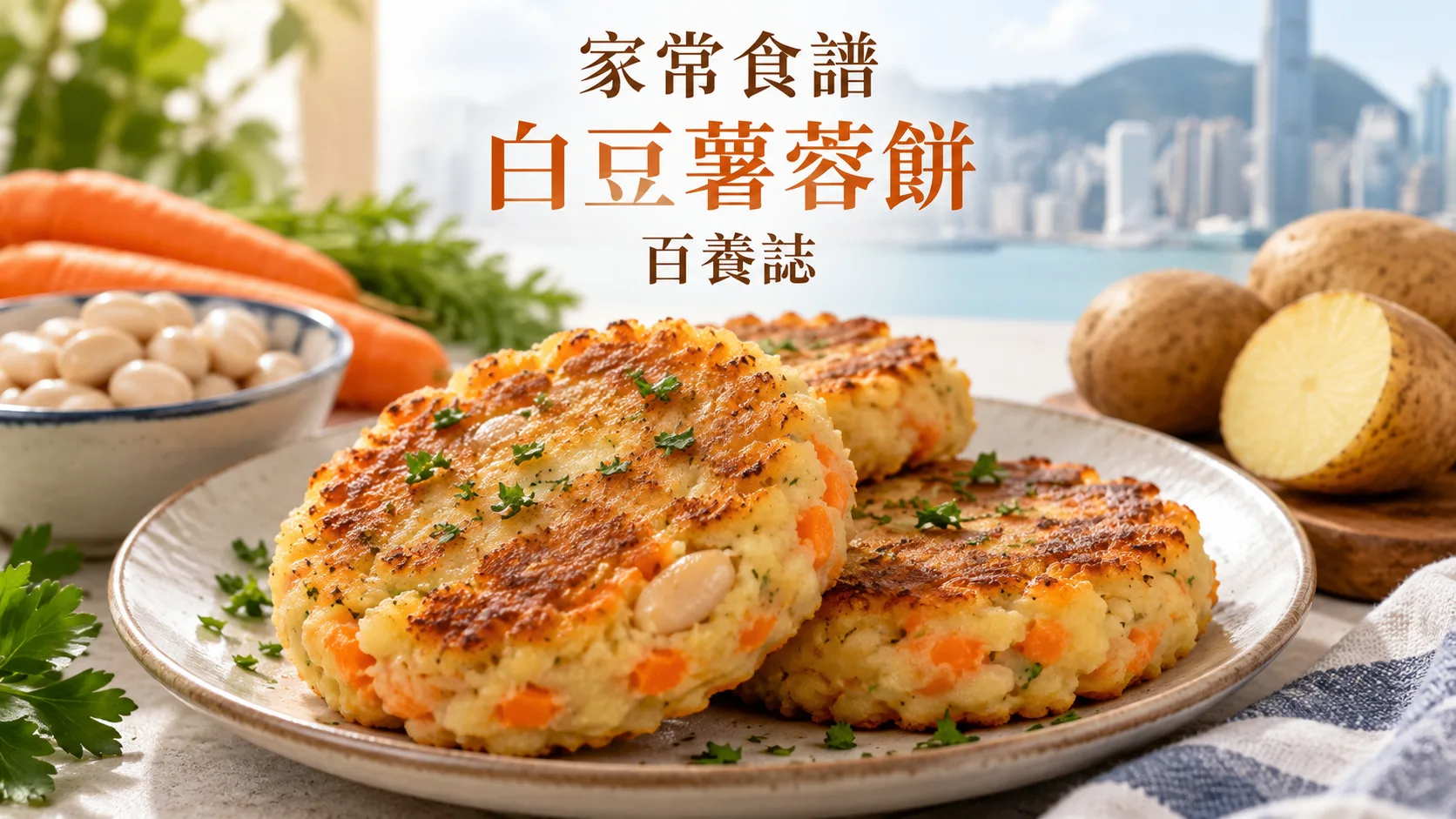百養誌白豆薯蓉餅的自然彩色健康教育情境封面；沒有個人診斷或治療結果。