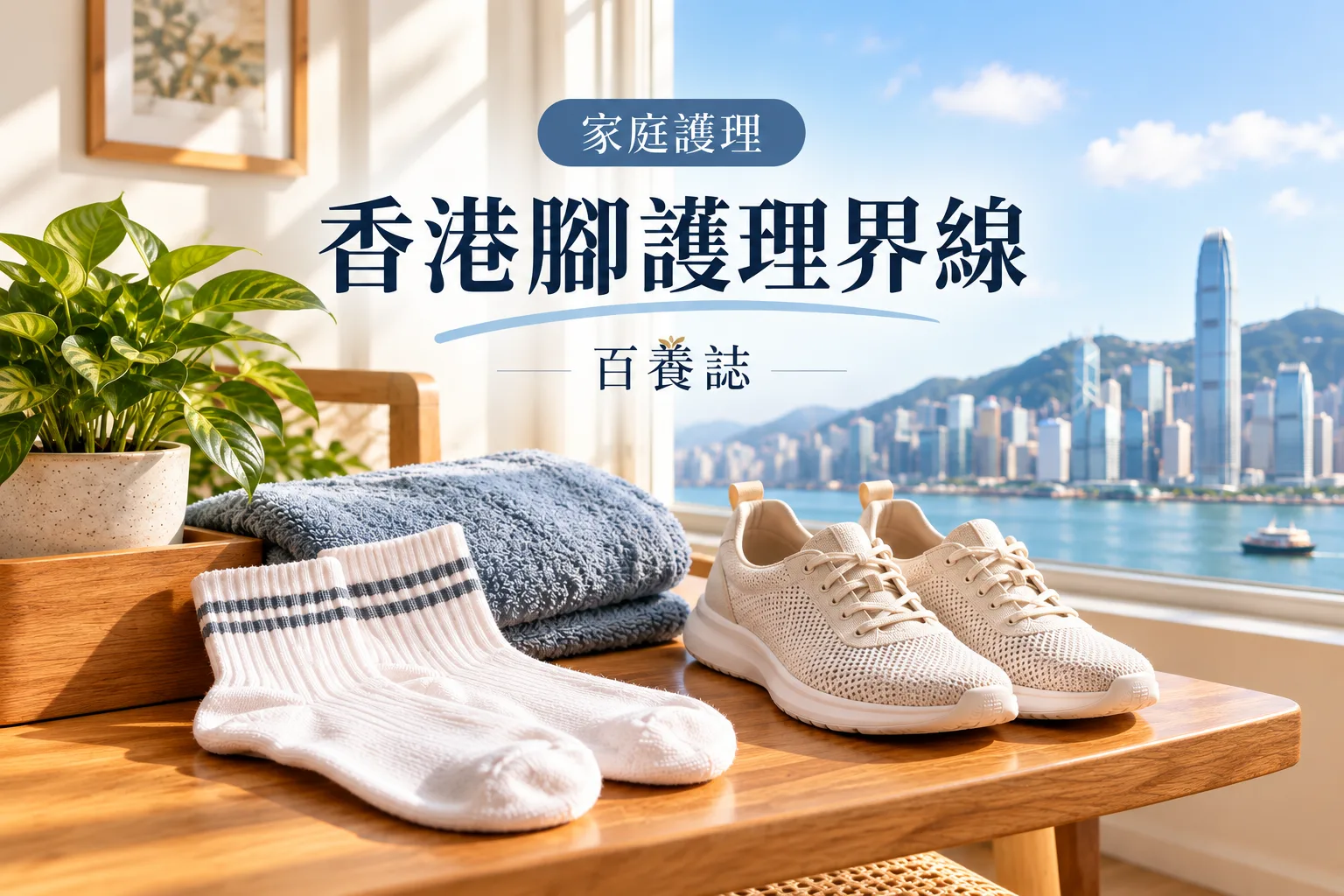 百養誌香港腳護理界線的自然彩色健康教育情境封面;沒有個人診斷或治療結果。