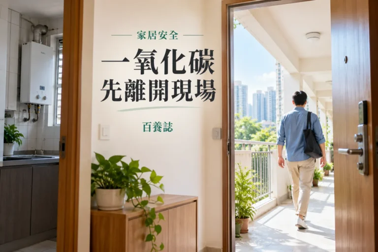 百養誌一氧化碳先離開現場的自然彩色健康教育情境封面；沒有個人診斷或治療結果。