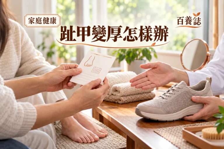 百養誌趾甲變厚怎樣辦的自然彩色健康教育情境封面；沒有個人診斷或治療結果。