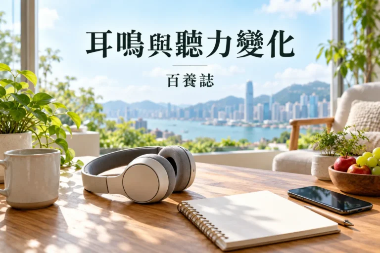 成年人在安靜家居整理耳鳴時間及聽力變化筆記，呈現求醫準備而非疾病診斷