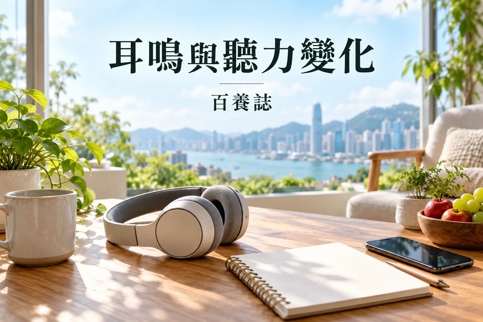 成年人在安靜家居整理耳鳴時間及聽力變化筆記，呈現求醫準備而非疾病診斷