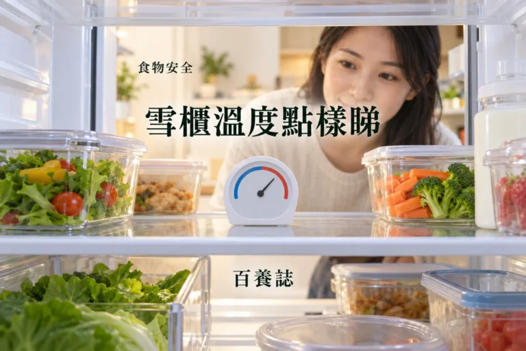 百養誌雪櫃溫度點樣睇的自然彩色健康教育情境封面；沒有個人診斷或治療結果。