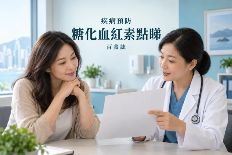 百養誌糖化血紅素點睇的自然彩色健康教育情境封面；沒有個人診斷或治療結果。