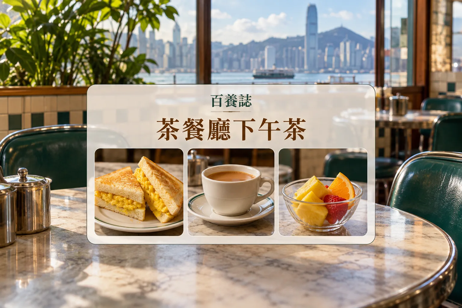 香港茶餐廳的下午茶餐桌與餐點示意