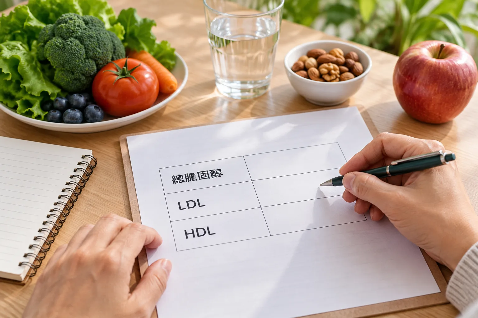 標有總膽固醇、LDL及HDL的空白報告欄位,沒有合格線或虛構數值。