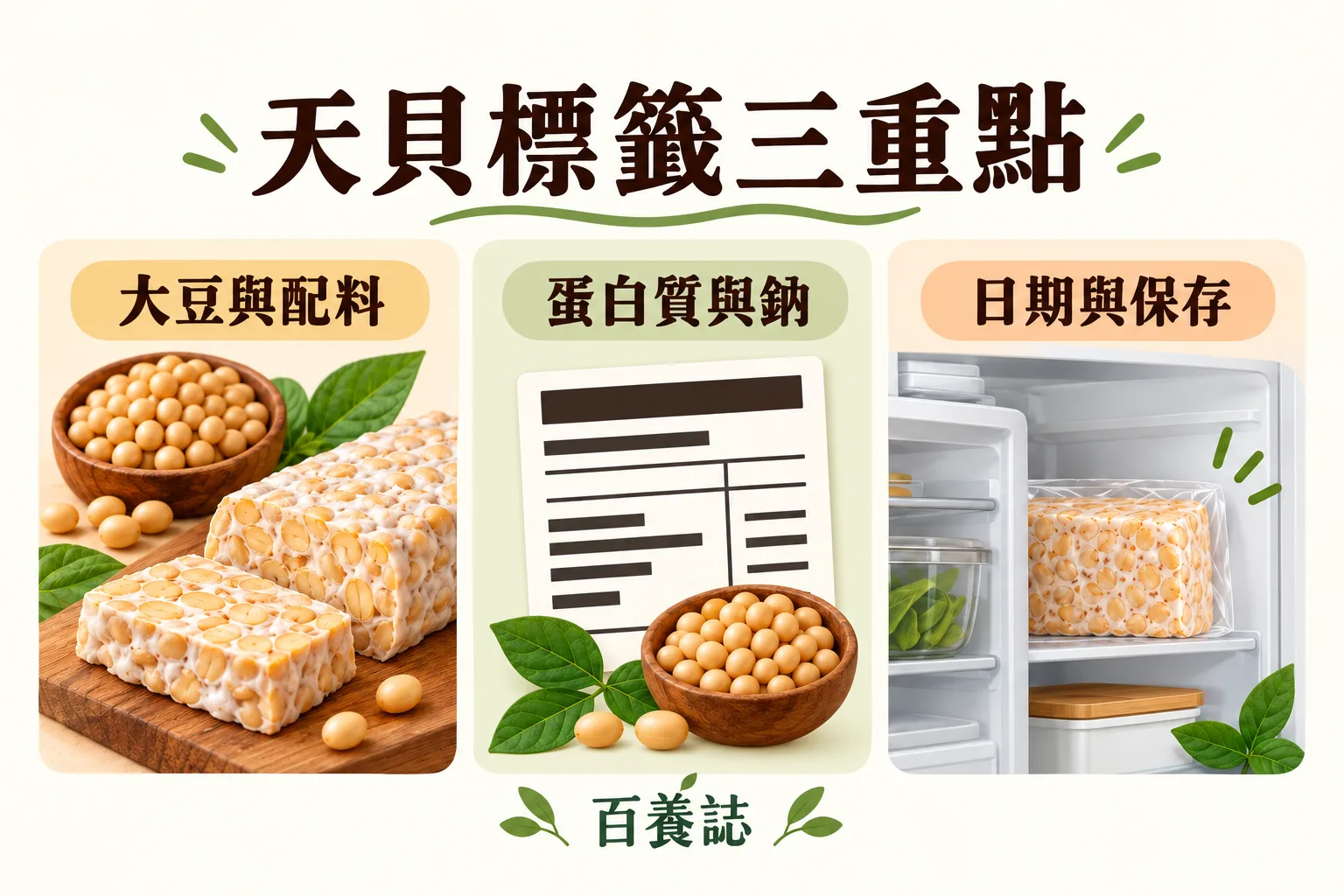 天貝標籤三重點:大豆與配料、蛋白質與鈉、日期與保存