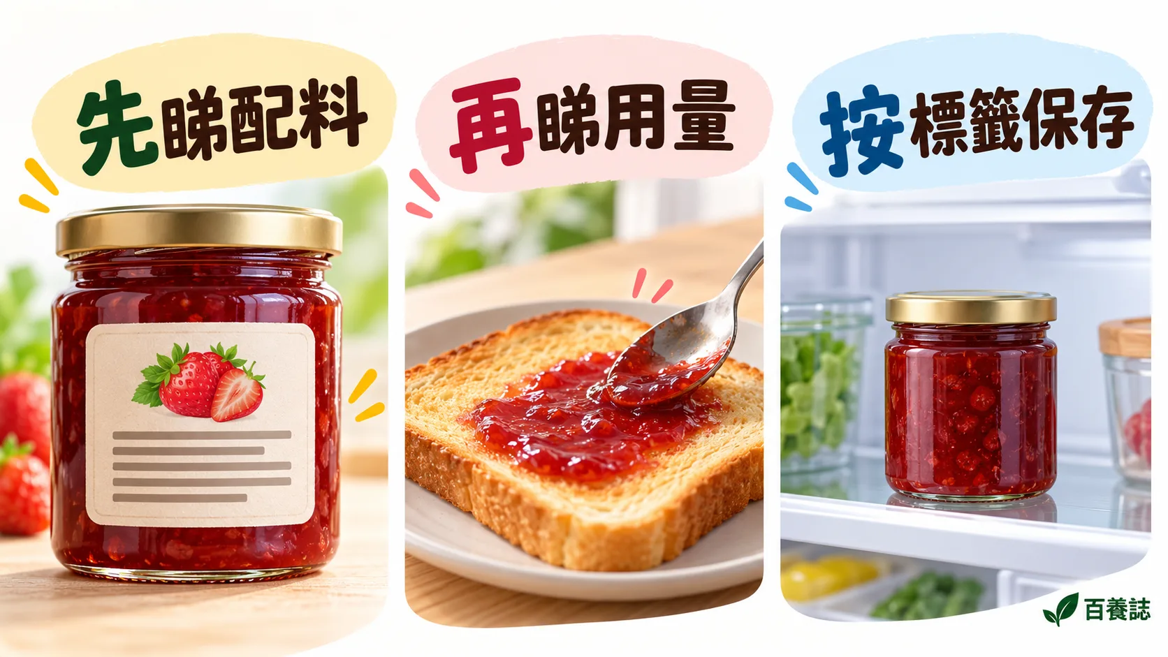 果醬選購及開封保存三個步驟圖