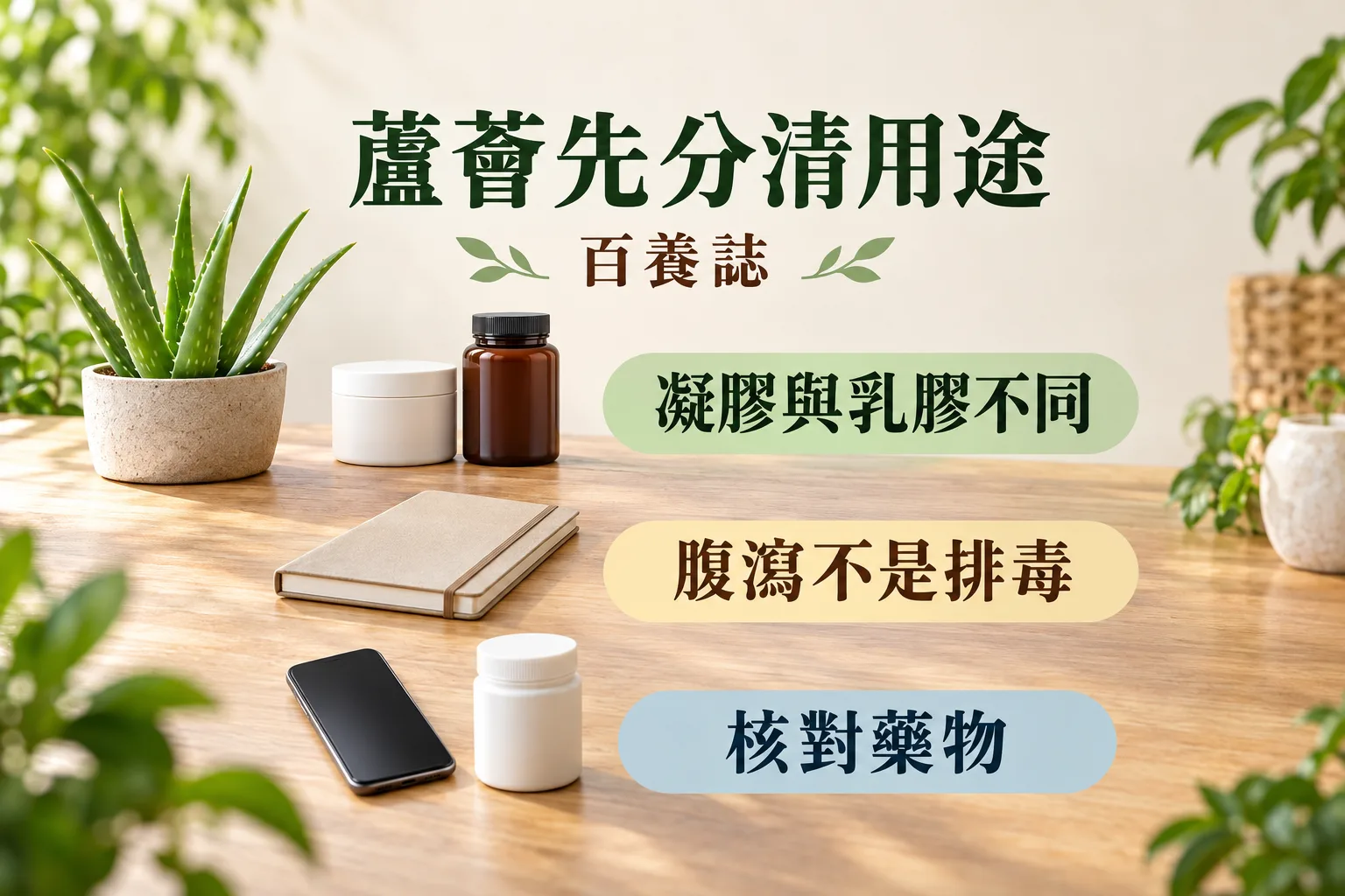蘆薈用途圖解:凝膠與乳膠不同、腹瀉不是排毒及核對藥物。