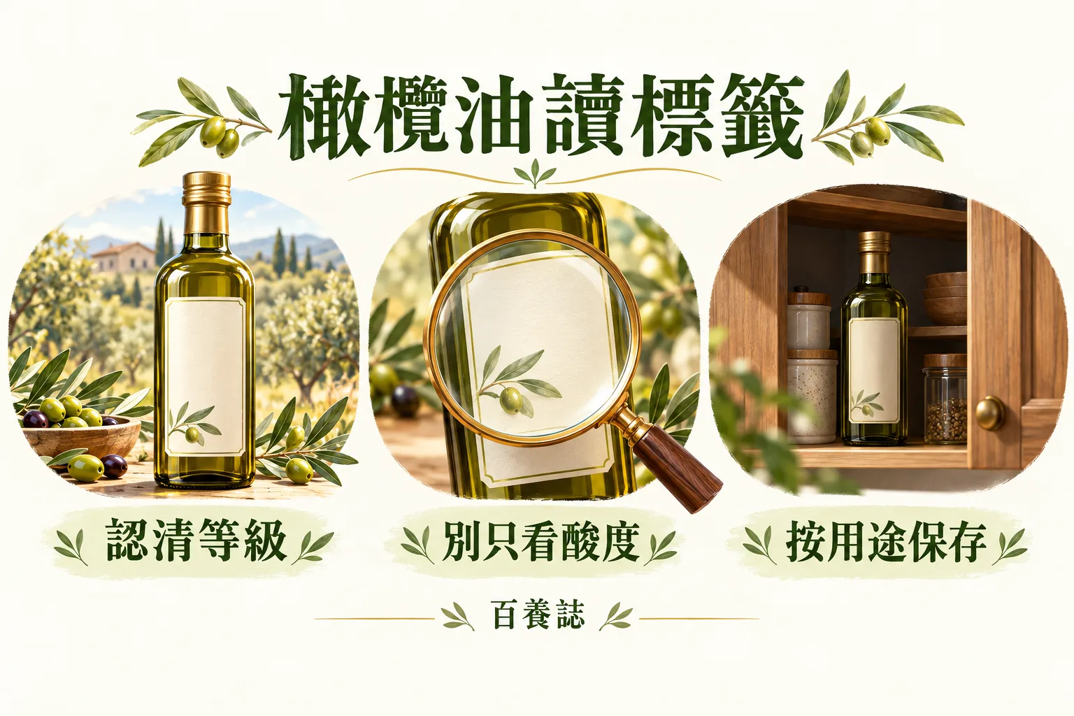 橄欖油讀標籤,配合正文的適用限制與下一步閱讀